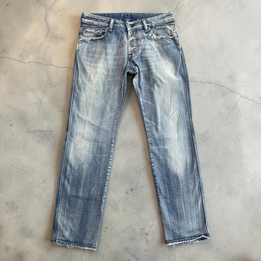 Diesel RESLIM Jeans Men 31x32 Light Wash Slim Straight Whiskered Y2K Italy 00796